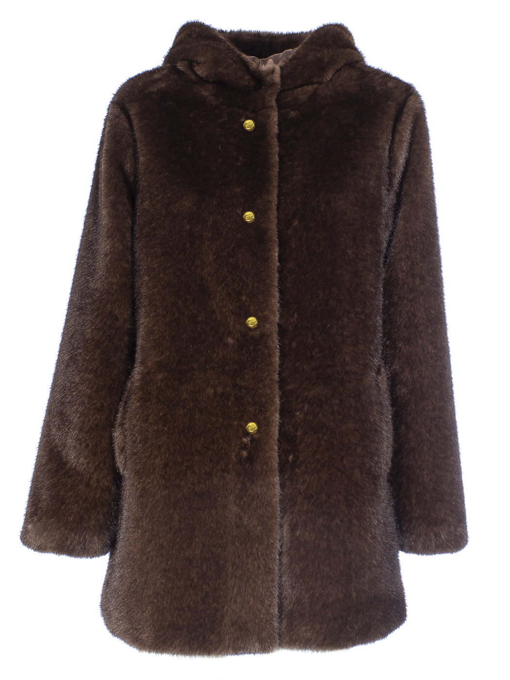 GIACCA LUNGA CON CAPPUCCIO FAUX FUR FAKE MINK ,4 TG,100%PL,MADE IN PRC 